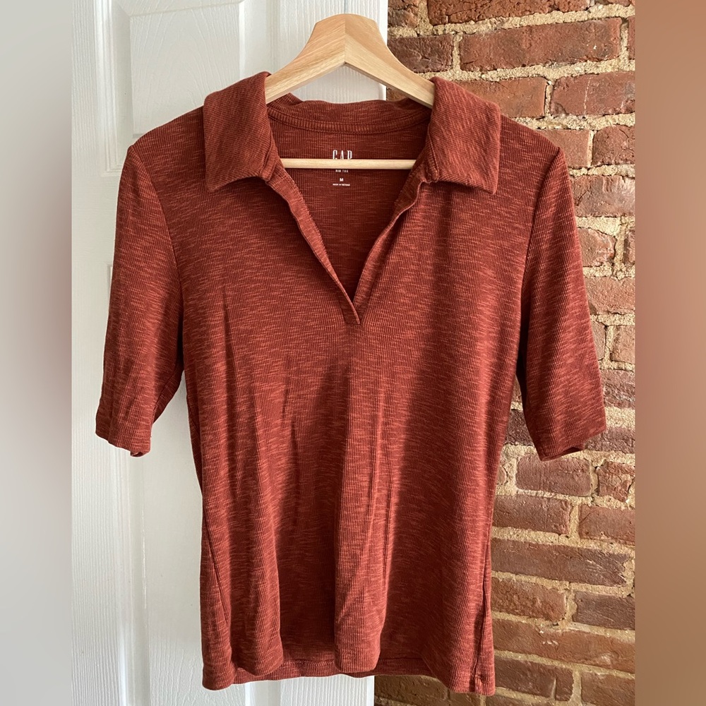 Gap Rib Polo Elbow Sleeve T-Shirt Sweater - New Without Tags